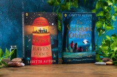 The Secret of Haven Point book and The Stickleback Catchers book with pebbles and jars around them